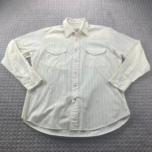 Vintage Western Shirt PARDNER Men Large L Yellow Stipes Cowboy Rancher Rodeo